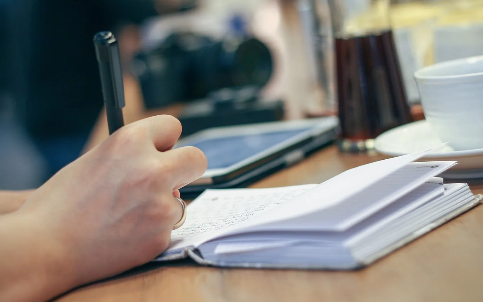 Hand, write and pen