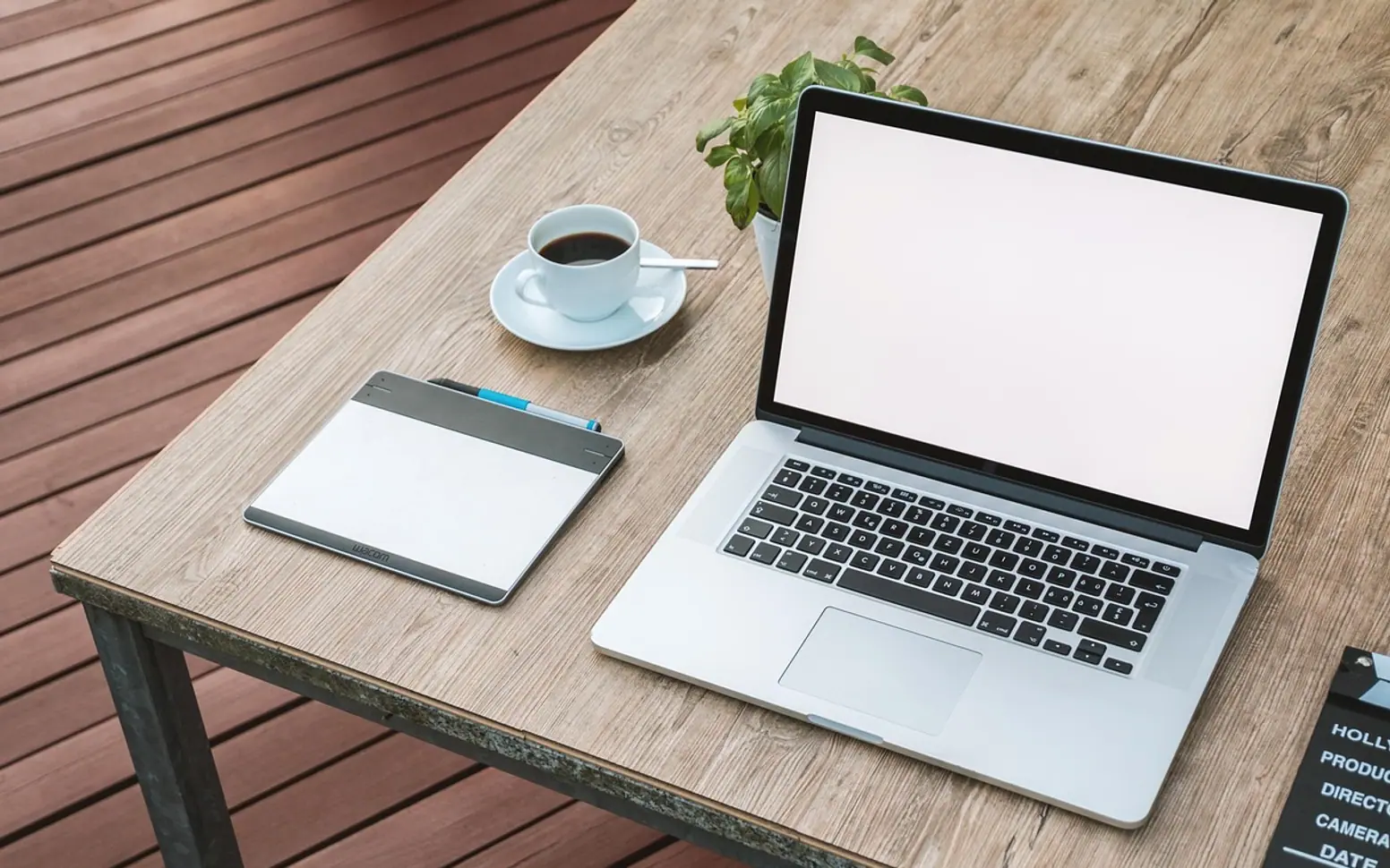 Laptop, workspace and notebook
